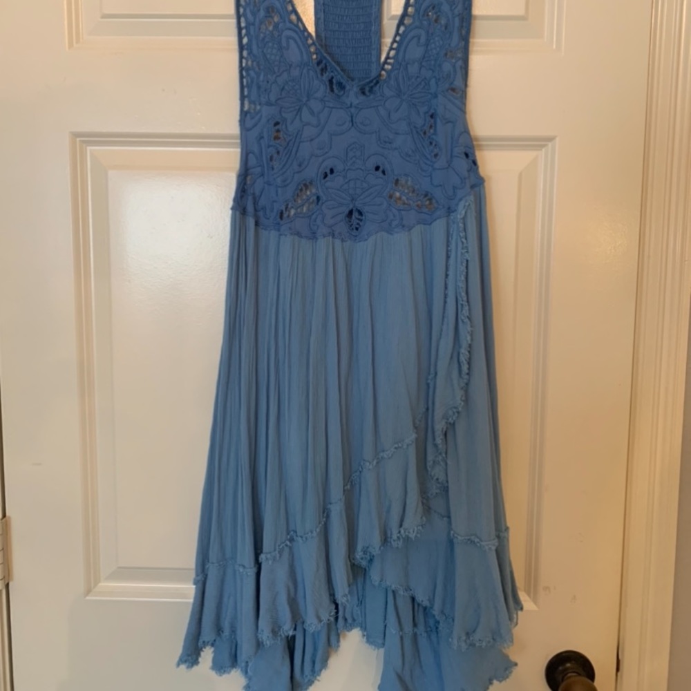 Free People Light Indigo Blue Boho Dress